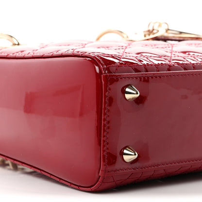 Patent Cannage Small Lady Dior Cherry Red