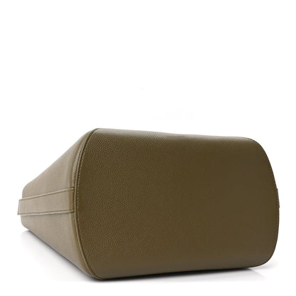 Grained Calfskin Medium Medaillon Bucket Bag Khaki