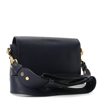 Grained Calfskin Dio(r)evolution Flap Bag Navy Blue