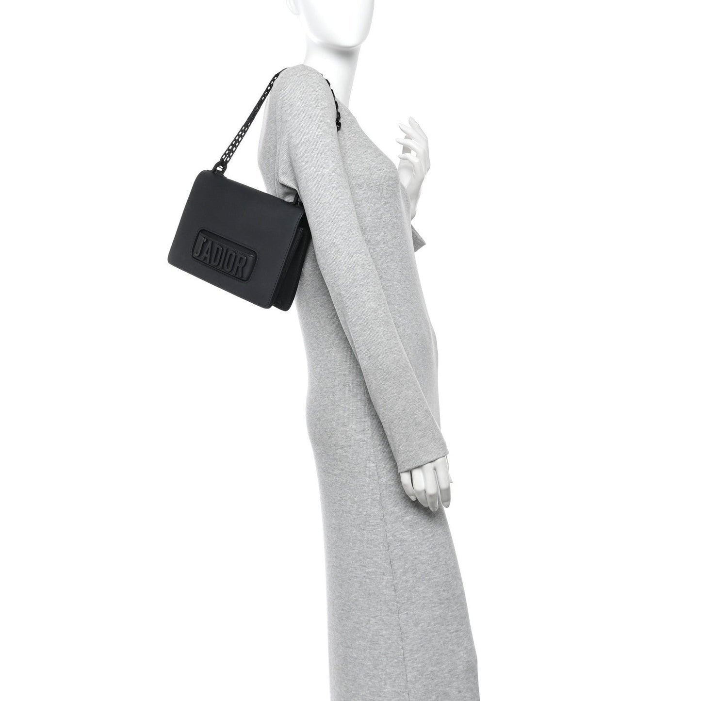 Ultra Matte Calfskin J'Adior Chain Flap Bag Black