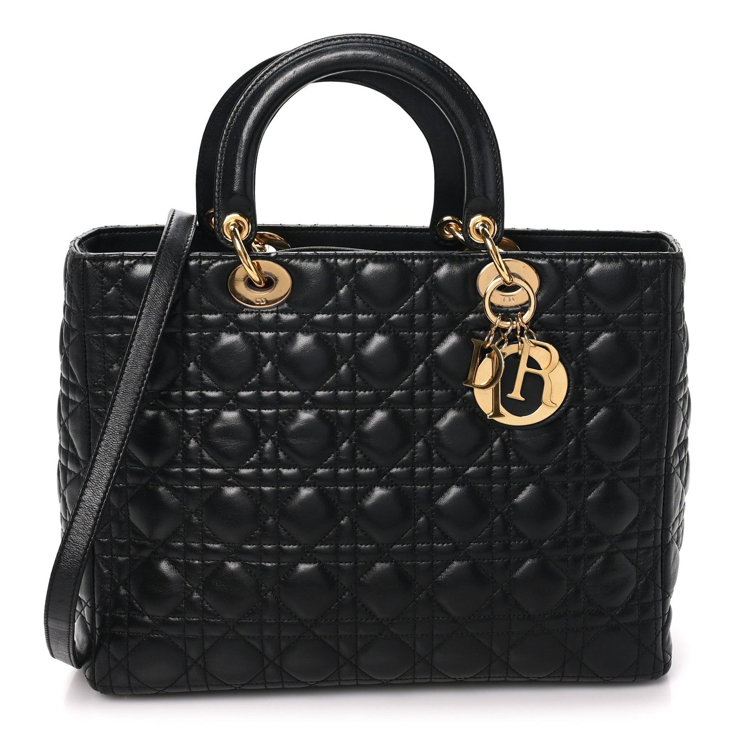 Lambskin Cannage Large Lady Dior Black