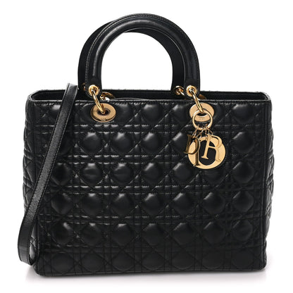 Lambskin Cannage Large Lady Dior Black