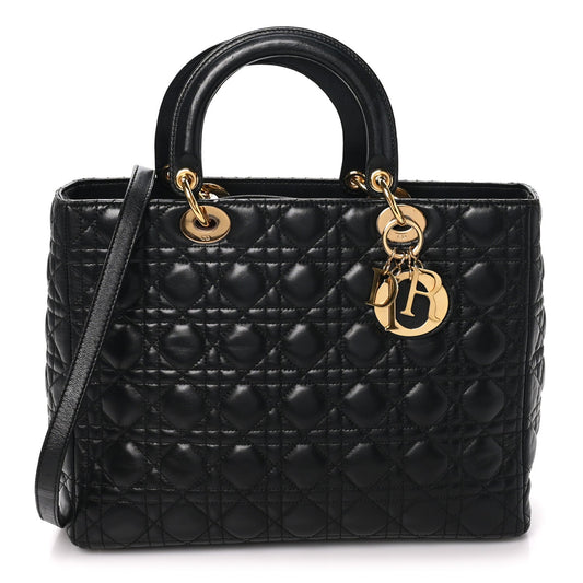 Lambskin Cannage Large Lady Dior Black