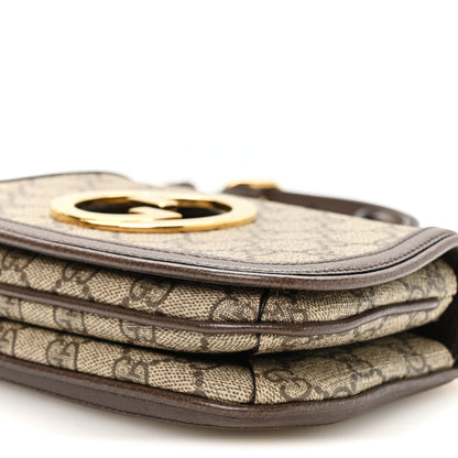GG Supreme Monogram Textured Dollar Calfskin Mini Blondie Chain Shoulder Flap Bag Beige Ebony New Acero