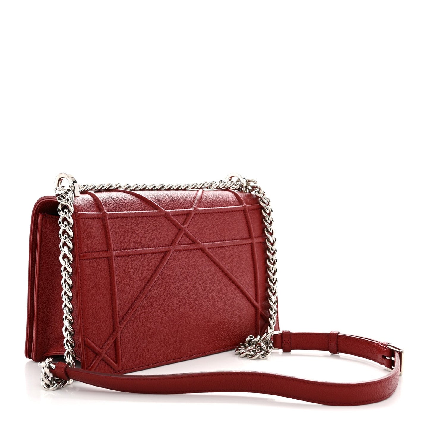 Grained Calfskin Medium Diorama Flap Bag Red