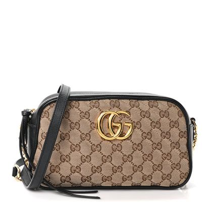 Monogram Matelasse Diagonal Small GG Marmont Chain Shoulder Bag Beige Black