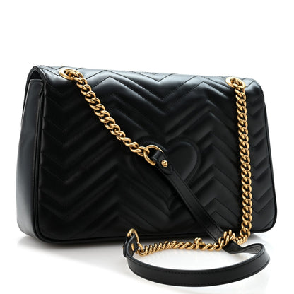 Calfskin Matelasse Medium GG Marmont Shoulder Bag Black