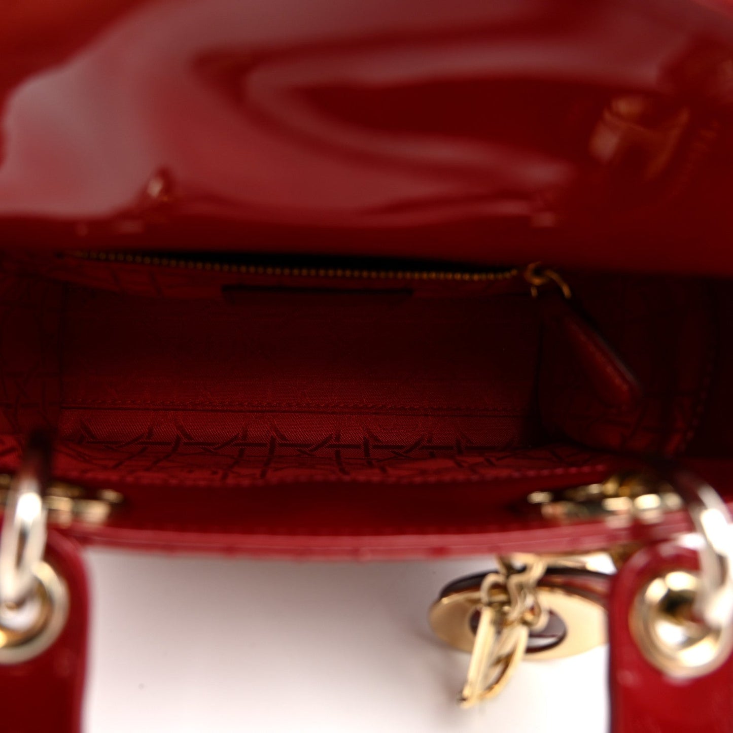 Patent Cannage Mini Lady Dior Red
