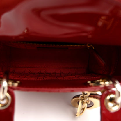 Patent Cannage Mini Lady Dior Red