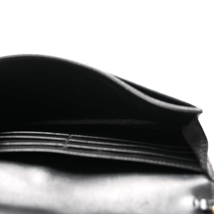 Grained Calfskin Saddle Chain Wallet Pouch Black