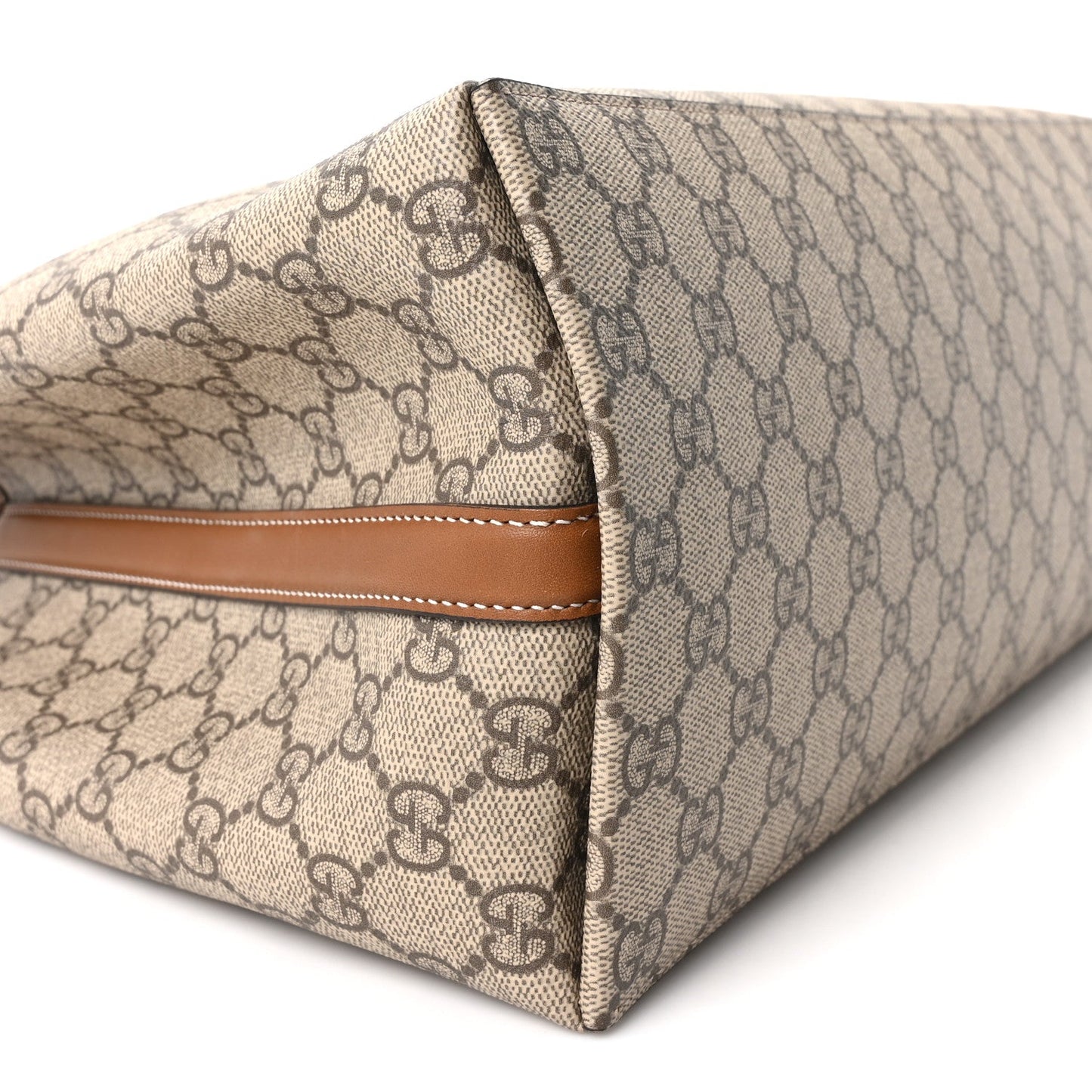 GG Supreme Monogram Emblem Large Tote Bag Beige Dark Brown