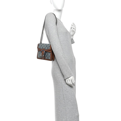 New Denim GG Monogram Dollar Calfskin Enamel Mini Dionysus Shoulder Bag Blue Tea Cuir Epilog Electric Blue