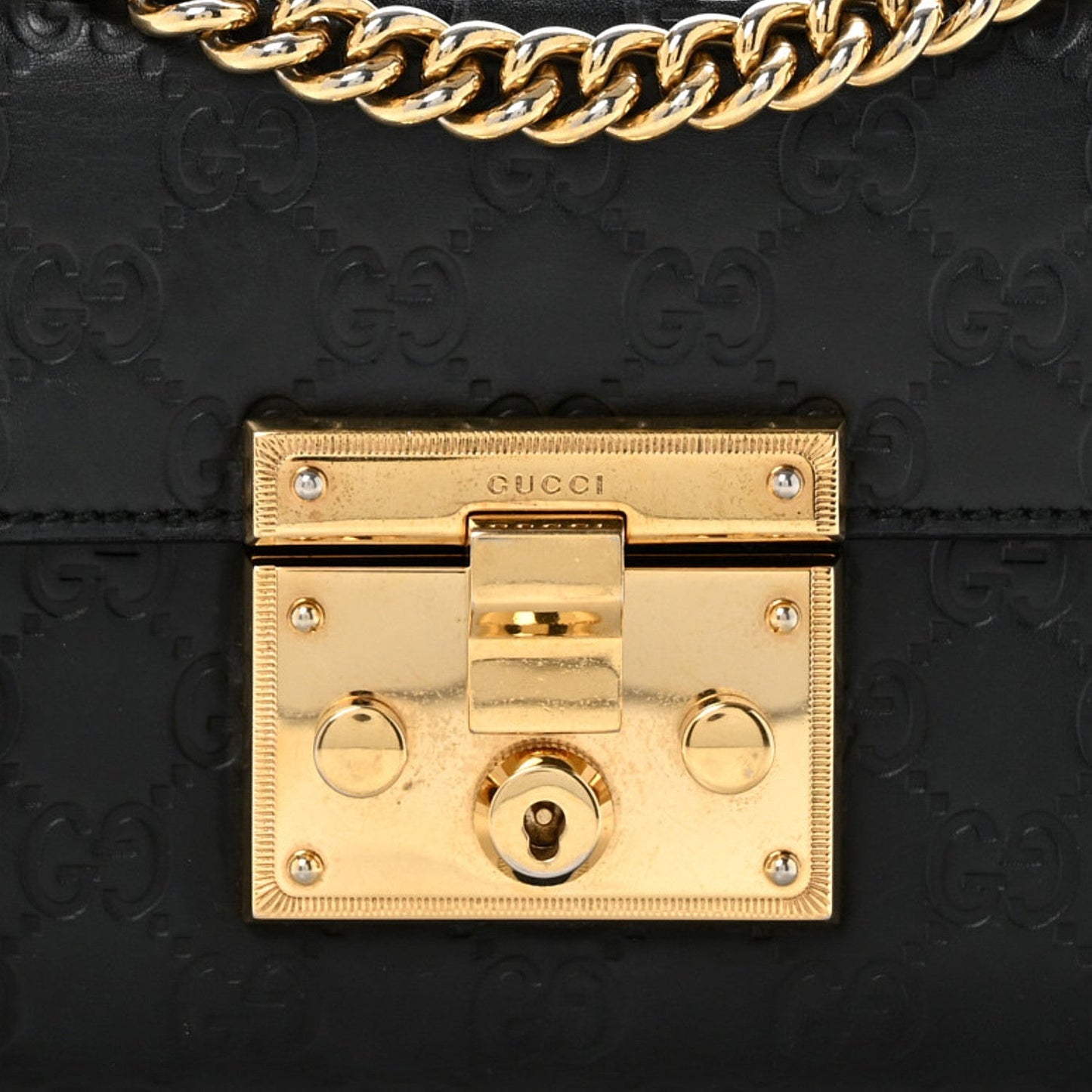 Guccissima Small Padlock Shoulder Bag Black