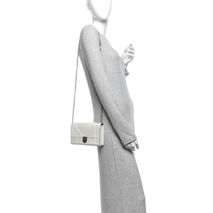 Patent Micro-Cannage Diorama Wallet on Chain Pouch Metallic White