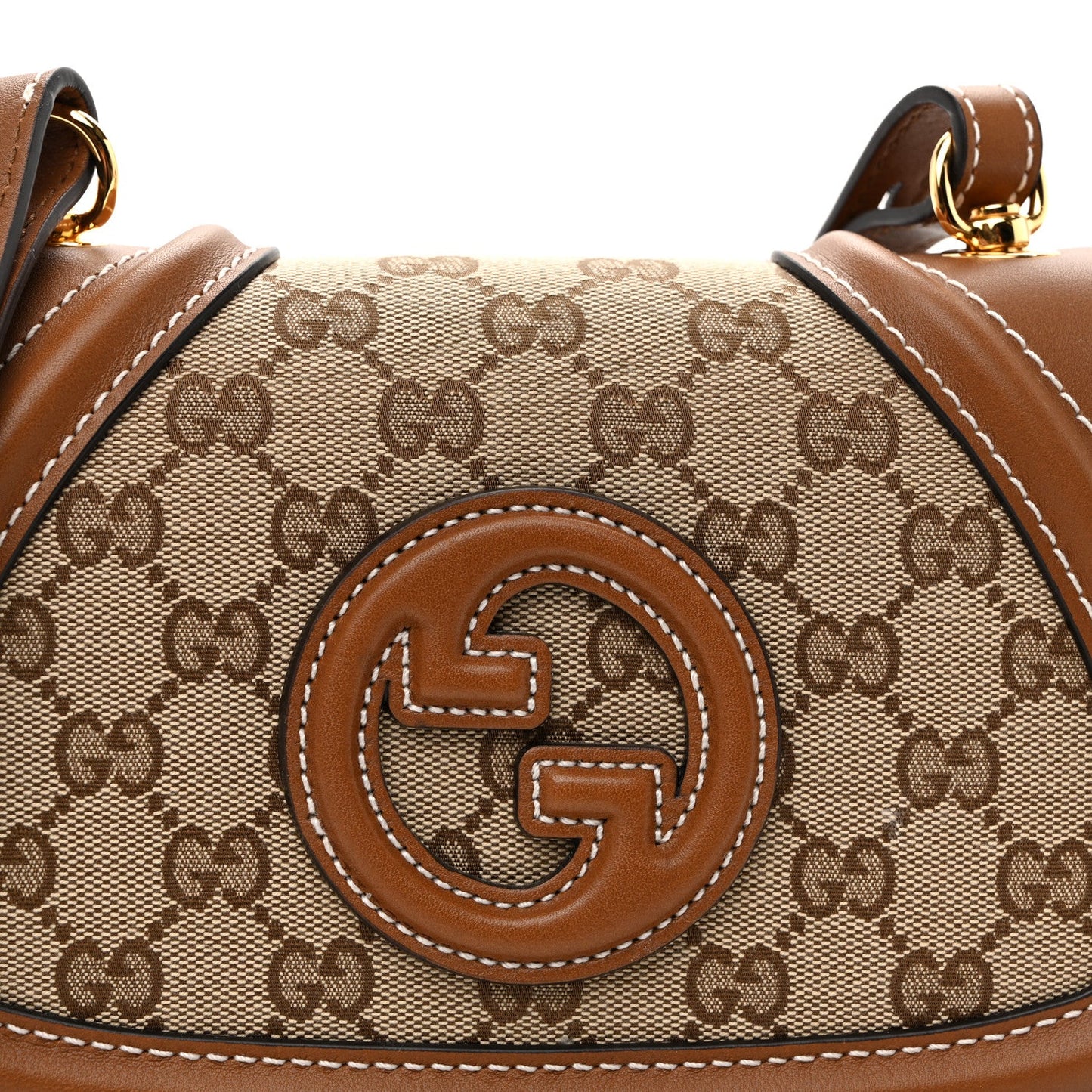 GG Supreme Monogram Calfskin Blondie Small Shoulder Bag Beige Brown
