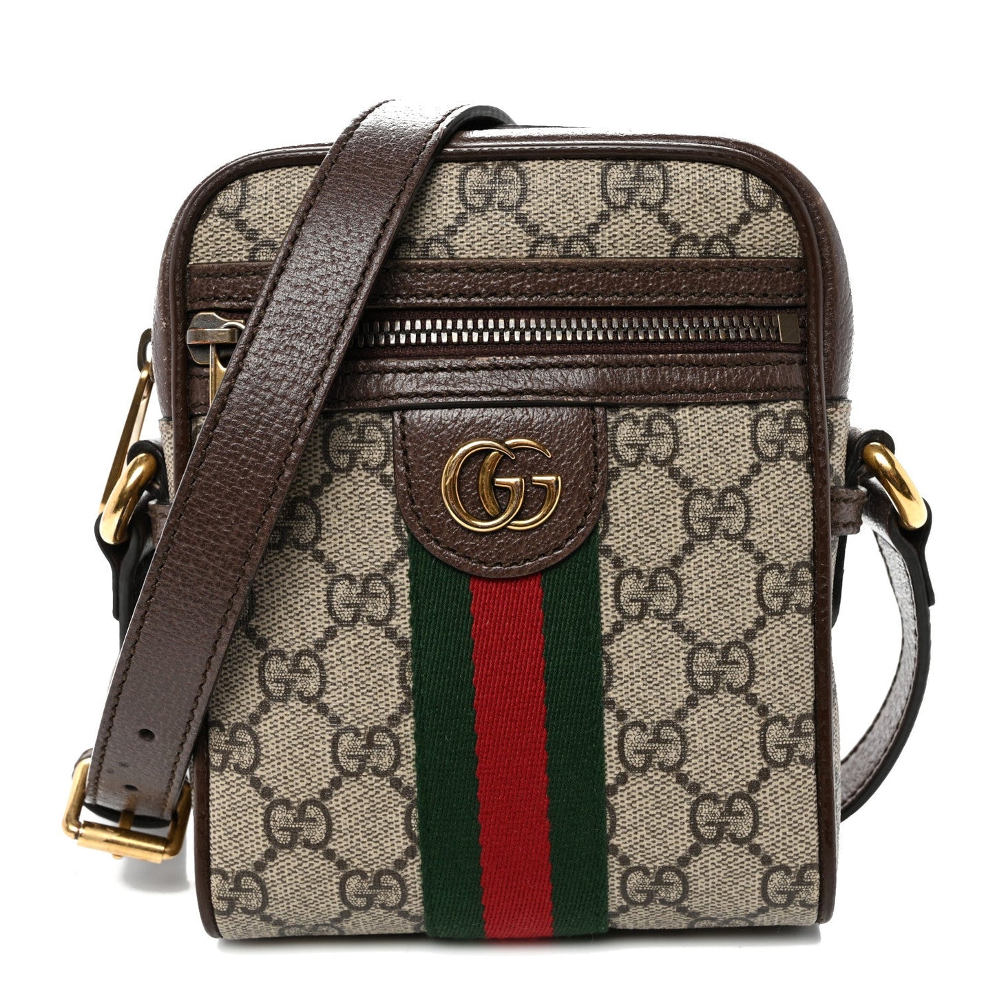 GG Supreme Monogram Web Mini Ophidia Messenger Brown Brown