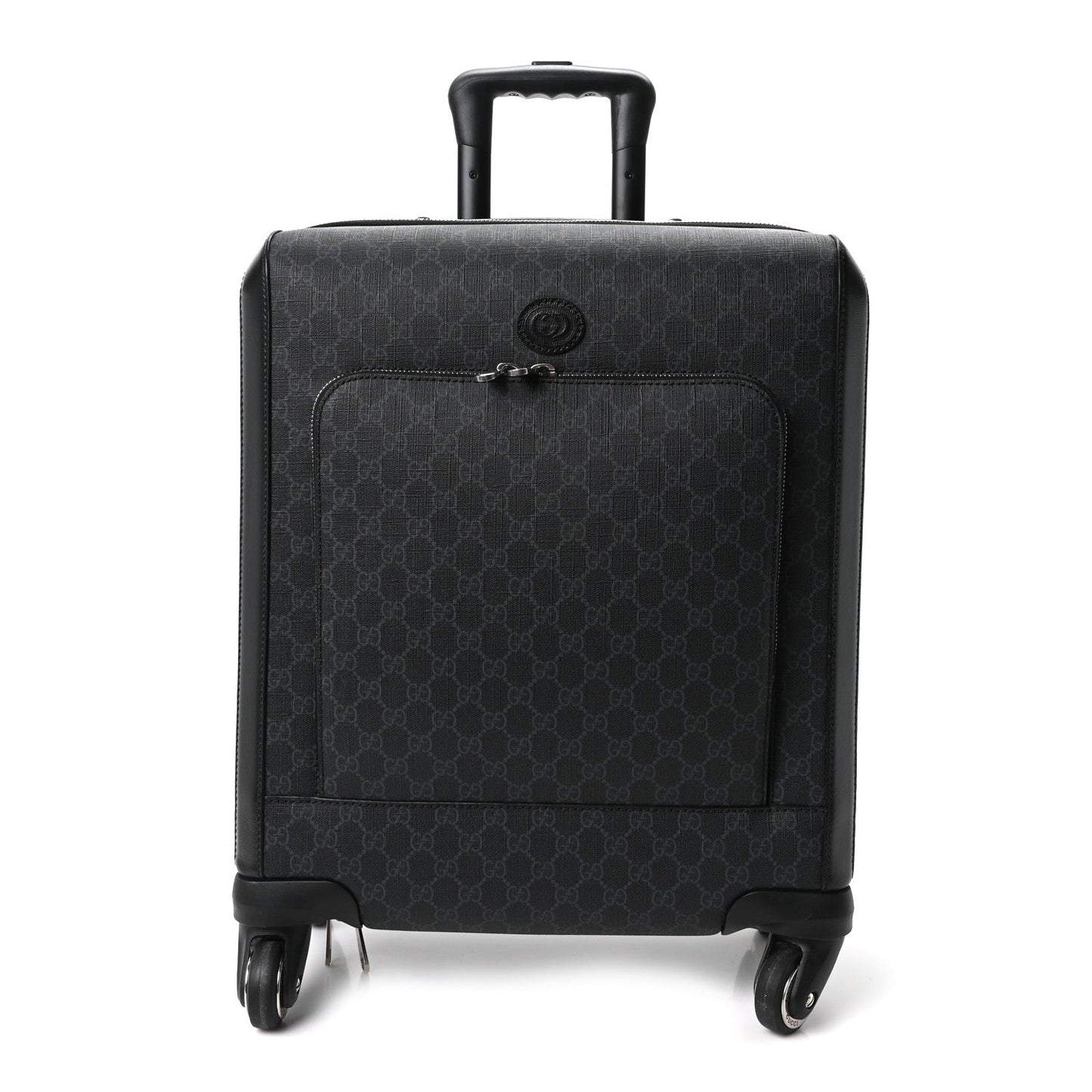 GG Supreme Monogram Azalea Calfskin Retro Interlocking G Small Savoy Cabin Trolley Black