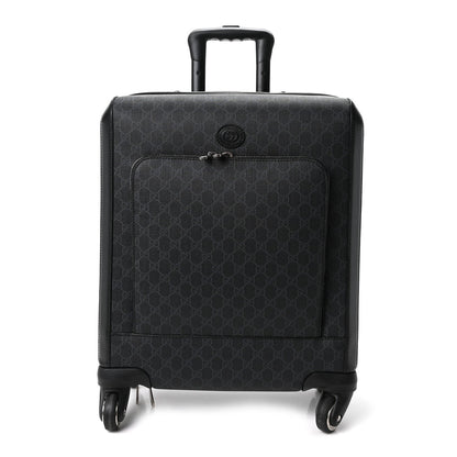 GG Supreme Monogram Azalea Calfskin Retro Interlocking G Small Savoy Cabin Trolley Black