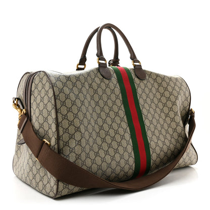 GG Supreme Monogram Textured Dollar Calfskin Web Large Savoy Duffle Bag  Beige Ebony New Acero