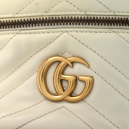 Calfskin Matelasse Mini GG Marmont Round Backpack White