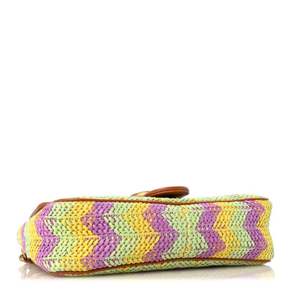 Calfskin Raffia Woven Small GG Marmont Shoulder Bag Multicolor