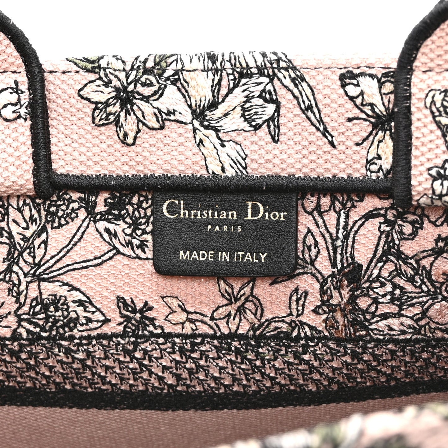 Canvas Embroidered Small Flowers Book  Tote Pink