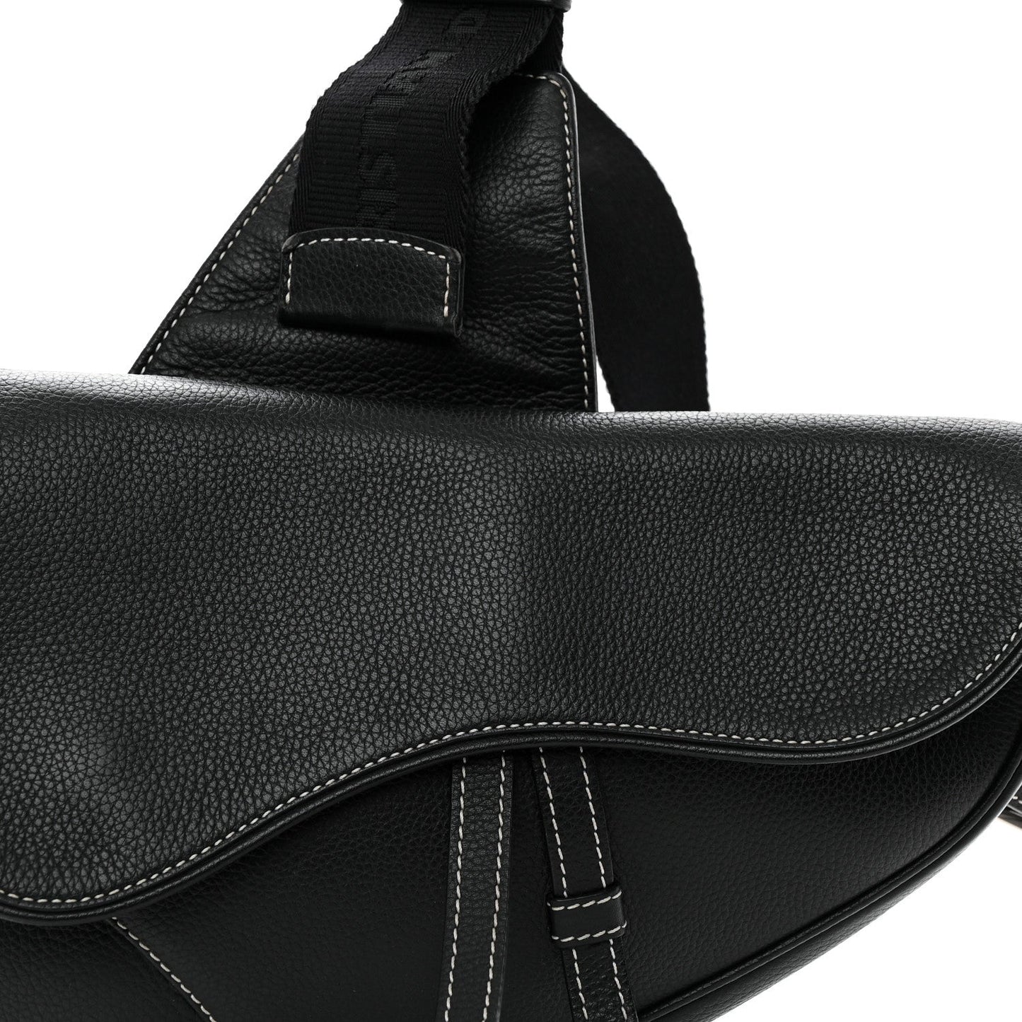 Grained Calfskin Mens Saddle Bag Black