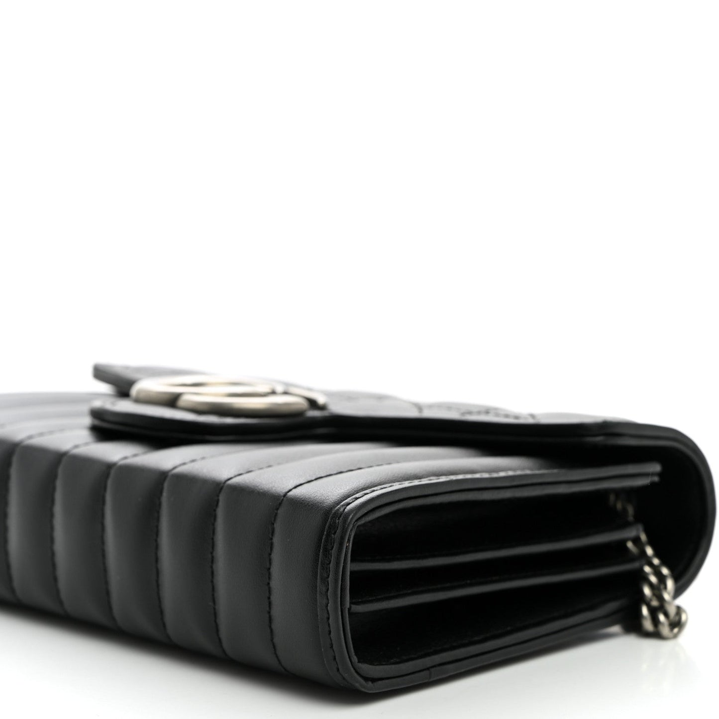 Calfskin Matelasse Aria GG Marmont Chain Wallet Black