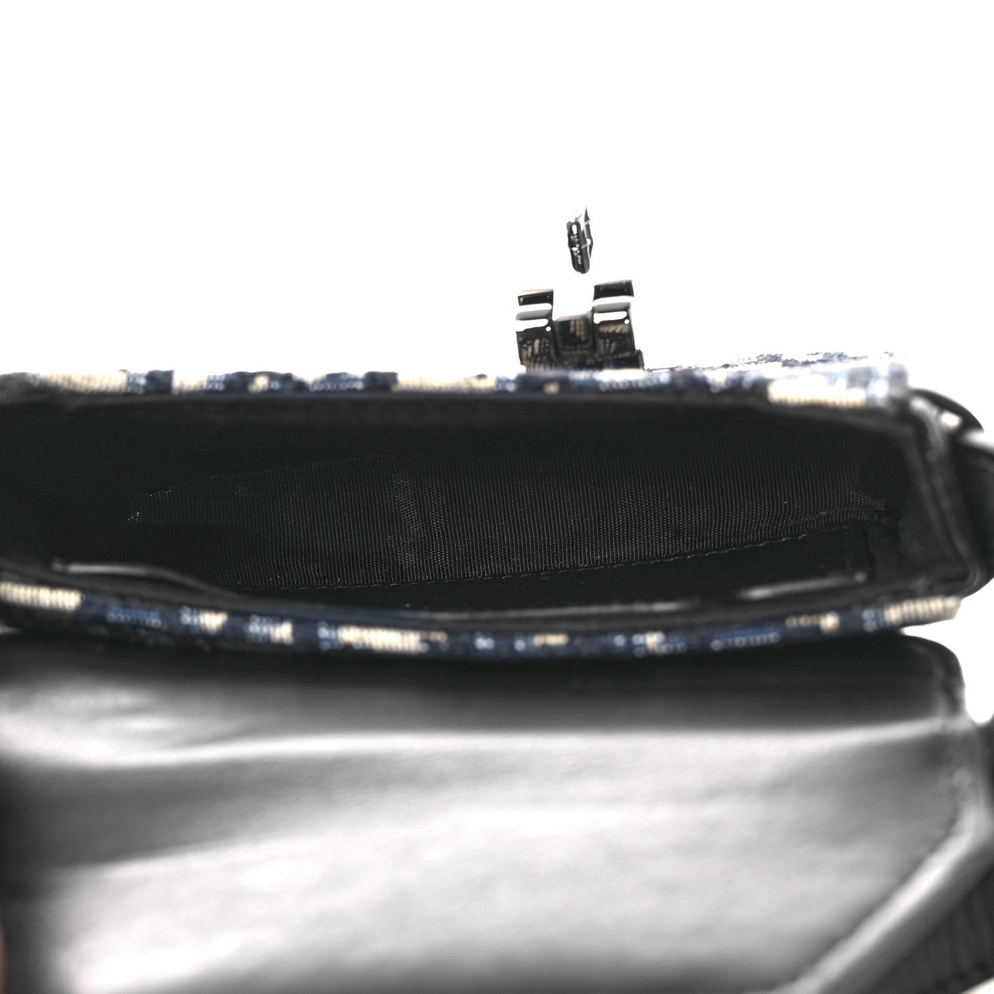 Oblique Smooth Calfskin Nano Pouch Beige Black