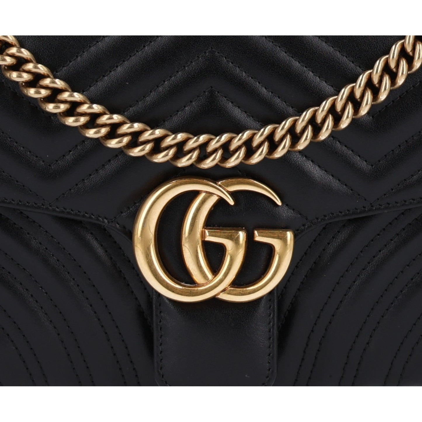 Calfskin Matelasse Small GG Marmont Shoulder Bag Black