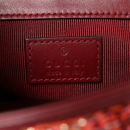 Tweed GG Monogram Mini GG Marmont Shoulder Bag Pink Red