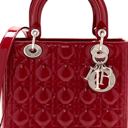 Patent Cannage Medium Lady Dior Red