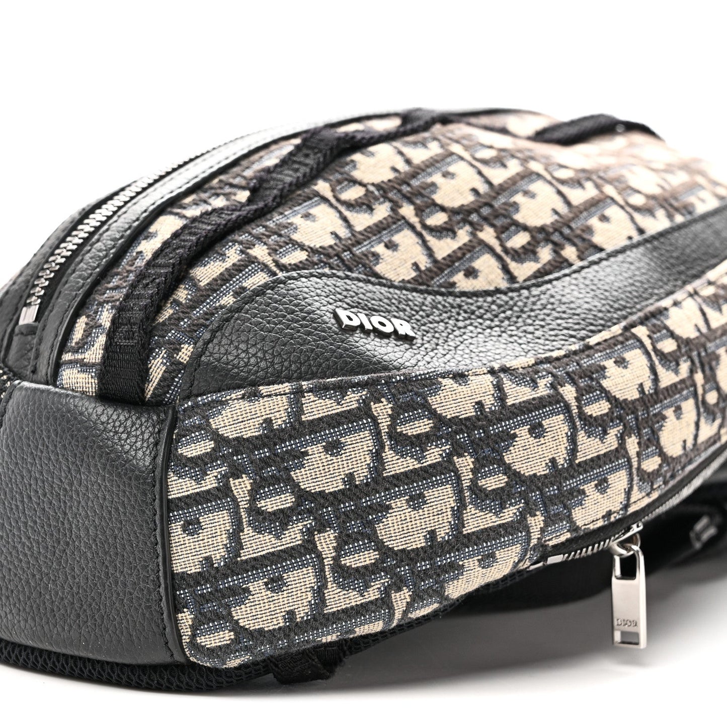 Grained Calfskin Oblique Scarab Sling Bag Blue Black