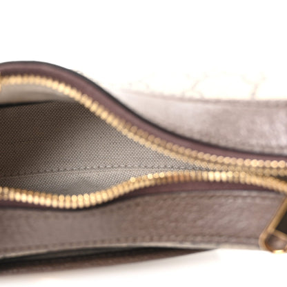 GG Supreme Monogram Textured Dollar Calfskin Small Ophidia Shoulder Bag Beige Ebony New Acero