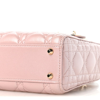 Metallic Lambskin Cannage Mini Lady Dior Lotus