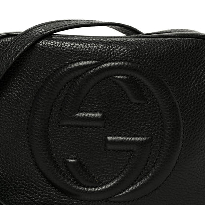 Pebbled Calfskin Small Soho Disco Bag Black