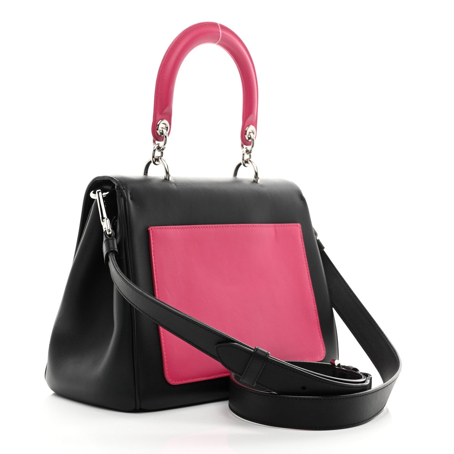 Smooth Calfskin Small Bi-Color Be Dior Flap Black Pink