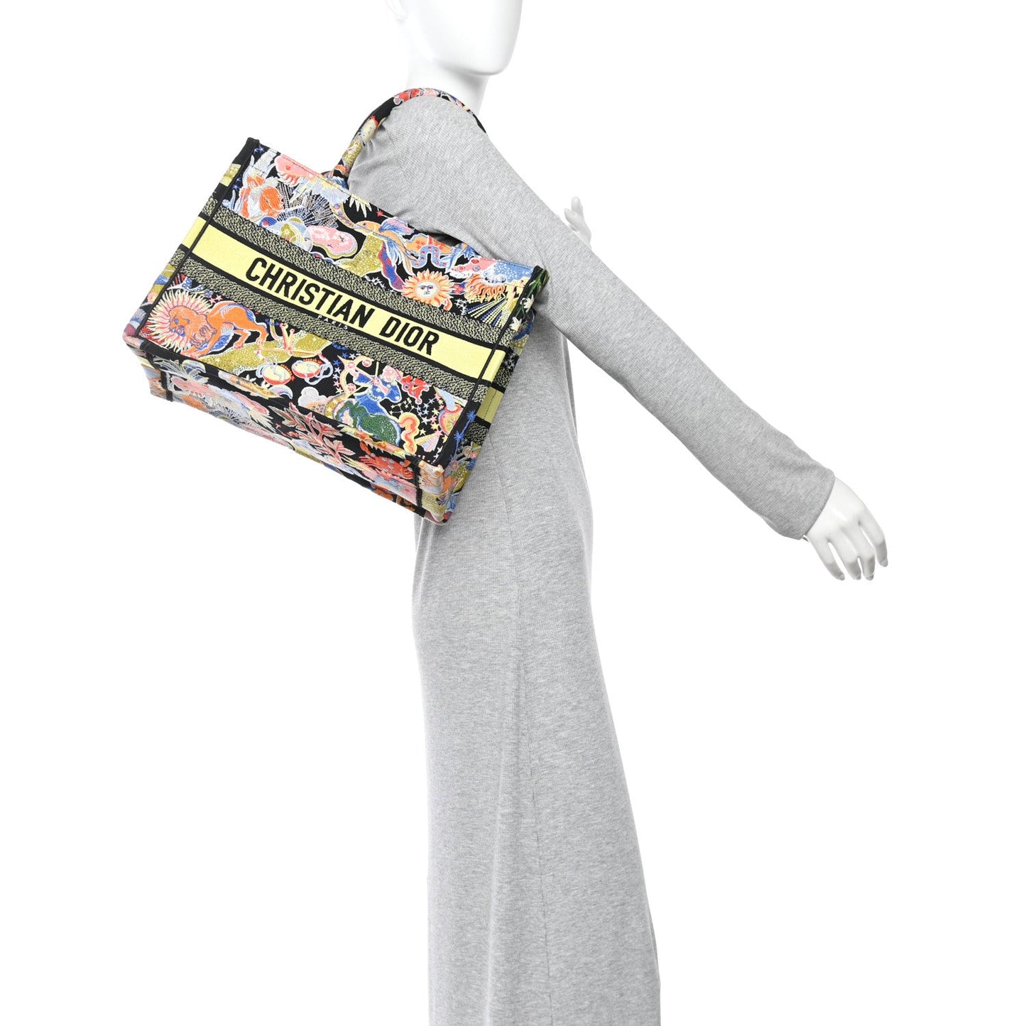 Canvas Zodiac Fantastico Embroidered Medium Book Tote Black Multicolor