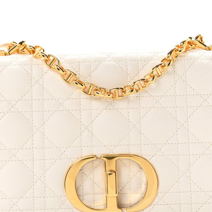 Supple Calfskin Cannage Medium Caro Bag Ivory
