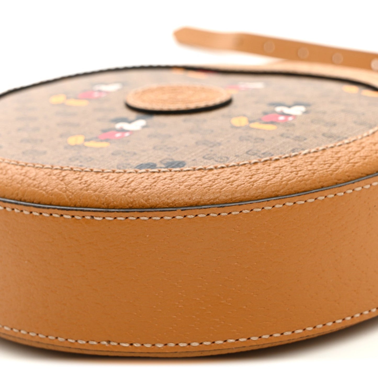 X DISNEY Mini Vintage GG Supreme Monogram Mickey Mouse Round Shoulder Bag Beige Vintage Sun Oil