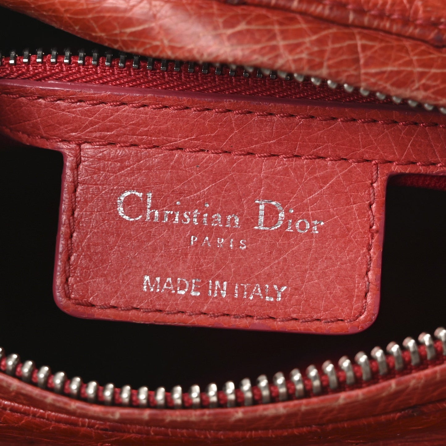 Ostrich Medium Lady Dior Red