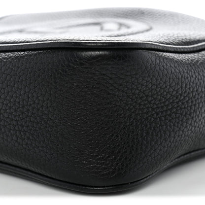 Pebbled Calfskin Small Soho Disco Bag Black