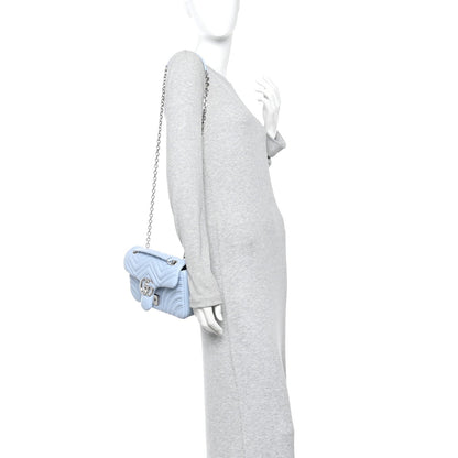 Lambskin Matelasse Medium GG Marmont Shoulder Bag Light Blue