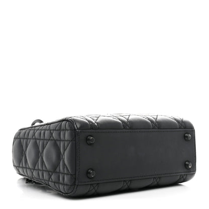 Ultra Matte Calfskin Cannage Mini Lady Dior Black