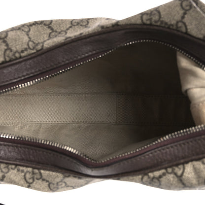 GG Supreme Monogram Textured Calfskin Web Large Attache Shoulder Bag Beige Ebony New Acero