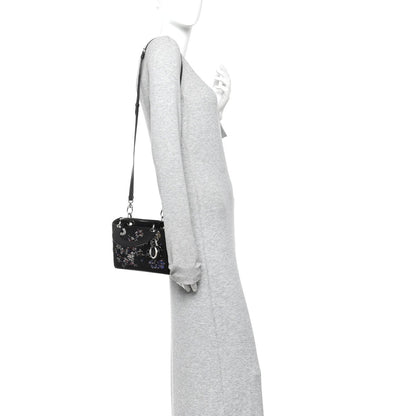 Goatskin Sequin Embroidered Mini Lady Dior Black