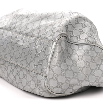 Guccissima Large Sukey Tote Silver