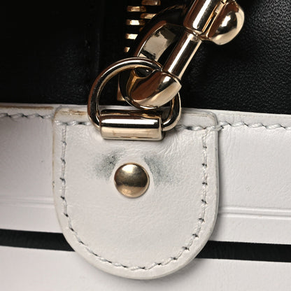 Calfskin Animal Print Micro Dior Vibe Zip Bowling Bag White Multicolor