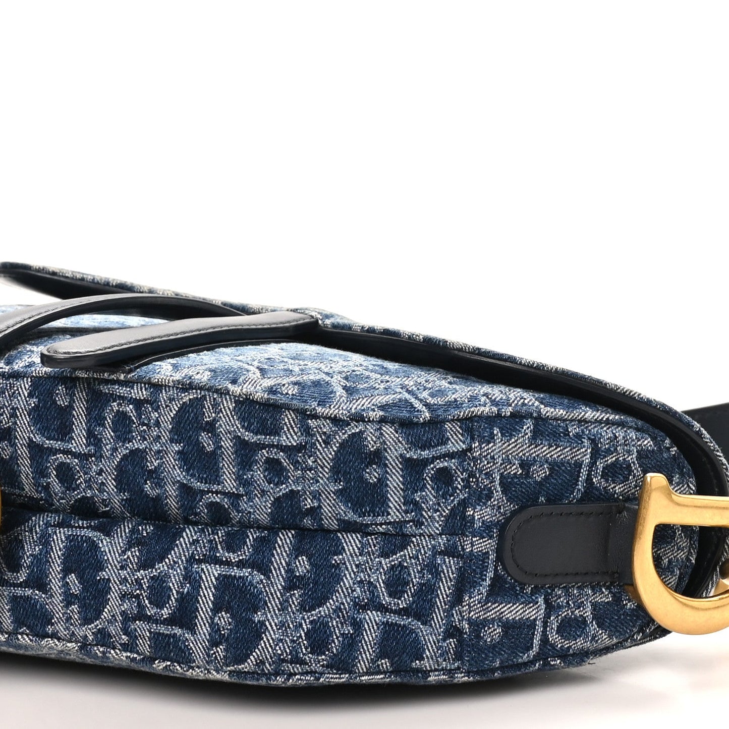 Denim Oblique Jacquard Saddle Bag With Strap Blue