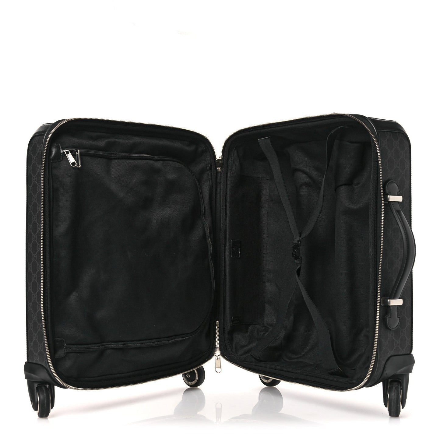 GG Supreme Monogram Four Wheel Suitcase Black Grey